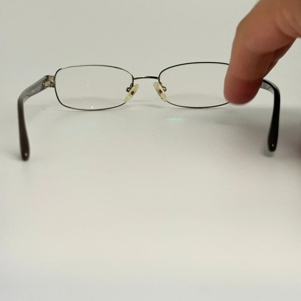 L'Amy L'Accent 422 Brown Metal Rectangular Eyeglass Frames France 51-17-135 C01